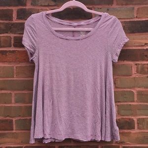 Mission maroon white stripe swing tee